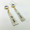 OXI Narrow Silver Earrings with Glass Mati on Sterling Silver Hooks