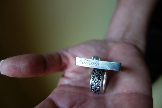 He Said I Love You in a Ring: diamond, ruby, amethyst mosaic
