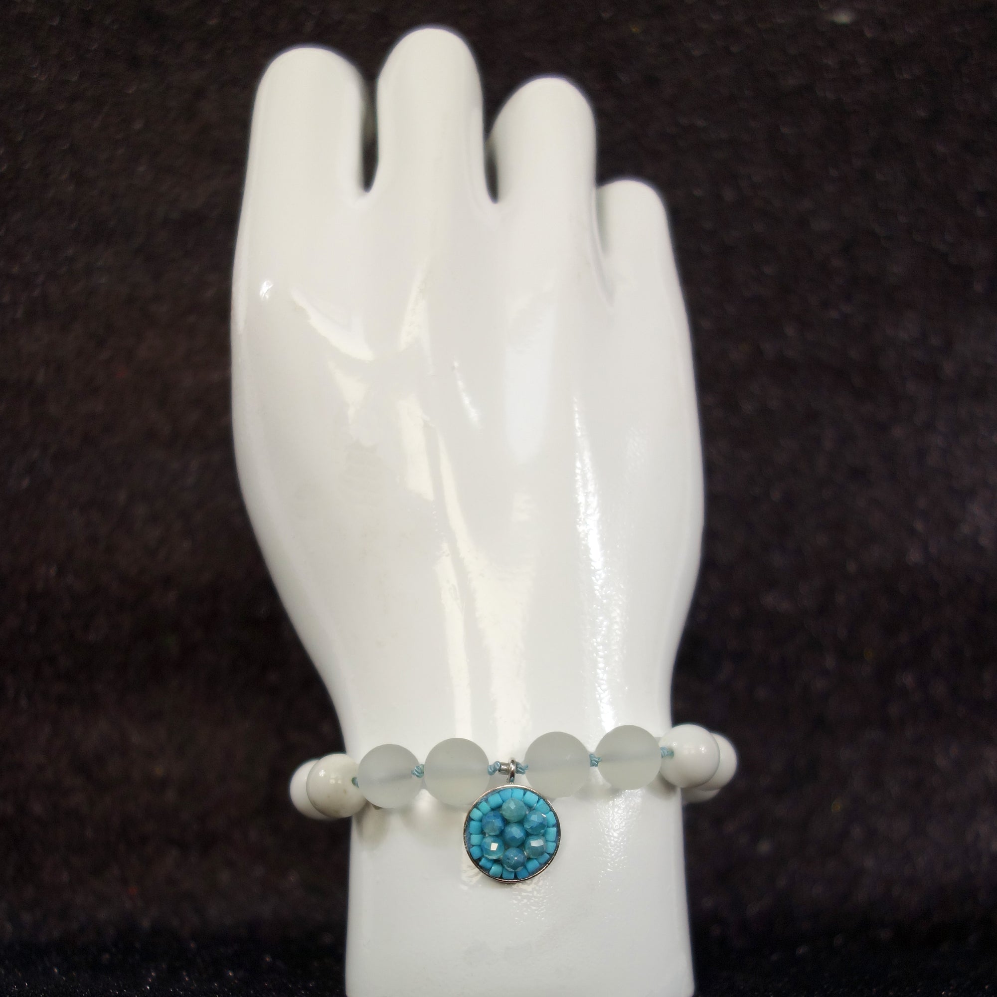 Blue Without You turquoise and howlite mosaic bracelet