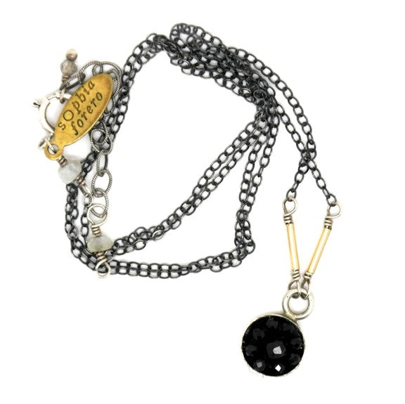 Moxie Black Onyx Mosaic Necklace, 10mm