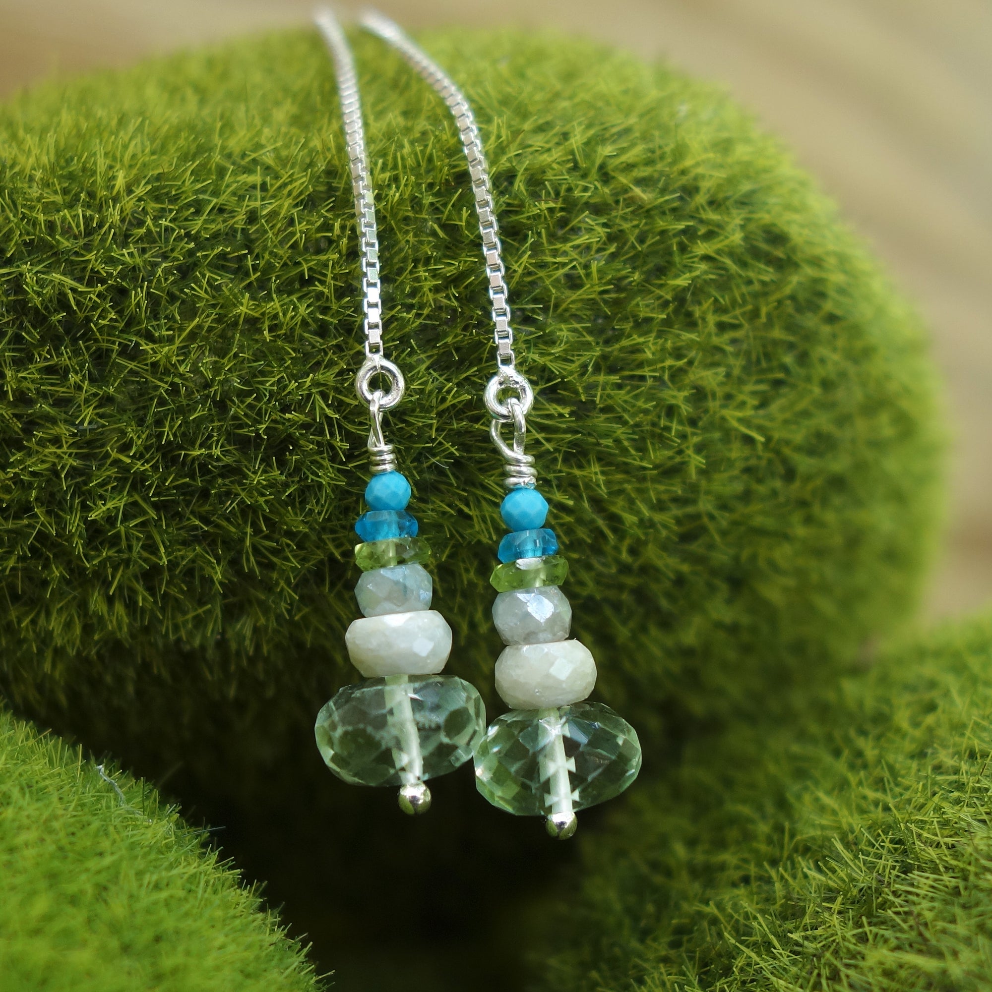 Fountain of Youth threaded silver earring