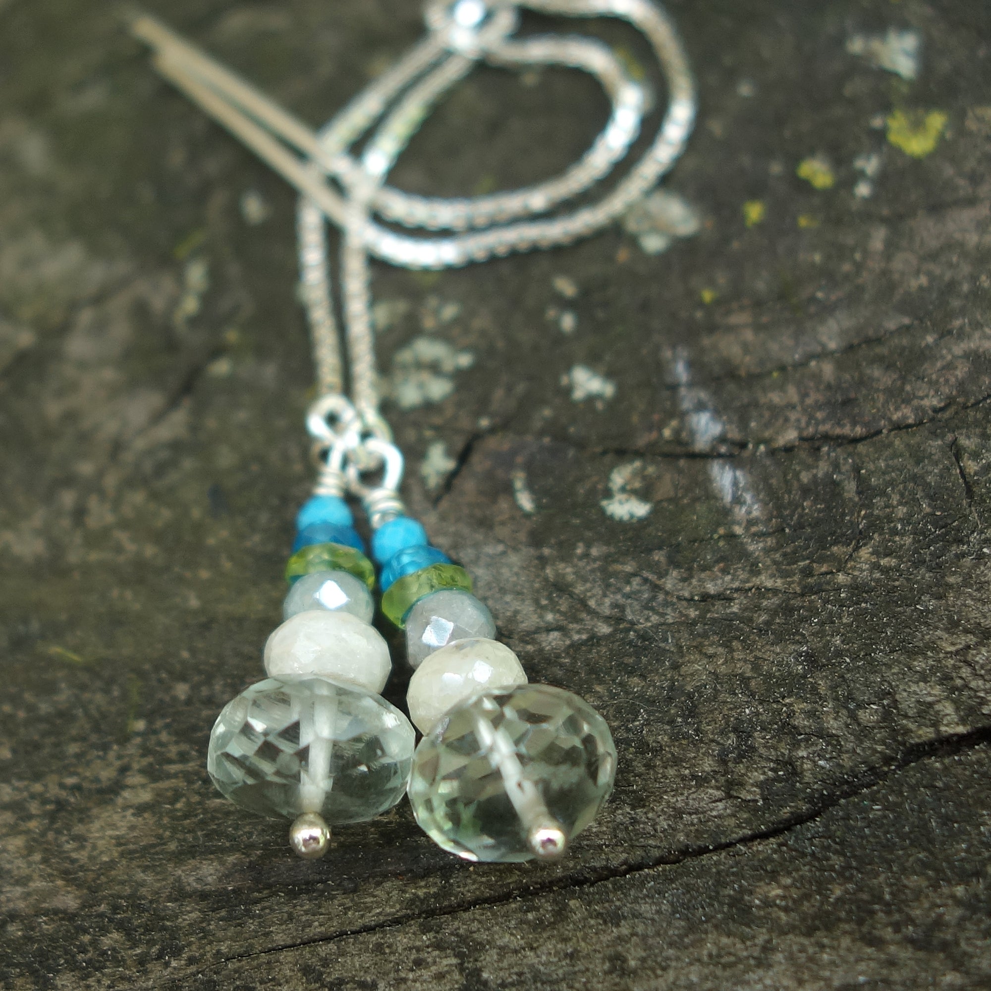 Fountain of Youth threaded silver earring