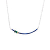 Matte Lapis Necklace with Gold and Malachite on Sterling Silver Chain