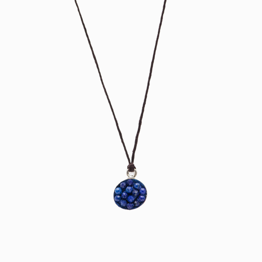 Moxie Blue Sapphire Necklace/Bracelet Wrap Set in Sterling on Bamboo Chord