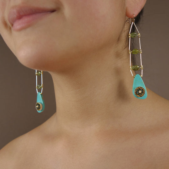Her Inner Eye: sapphire, turquoise, and peridot earring