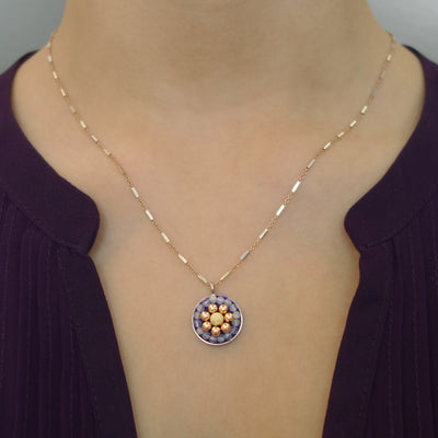 Exquisitely Lavender pink amethyst and rose gold mosaic necklace