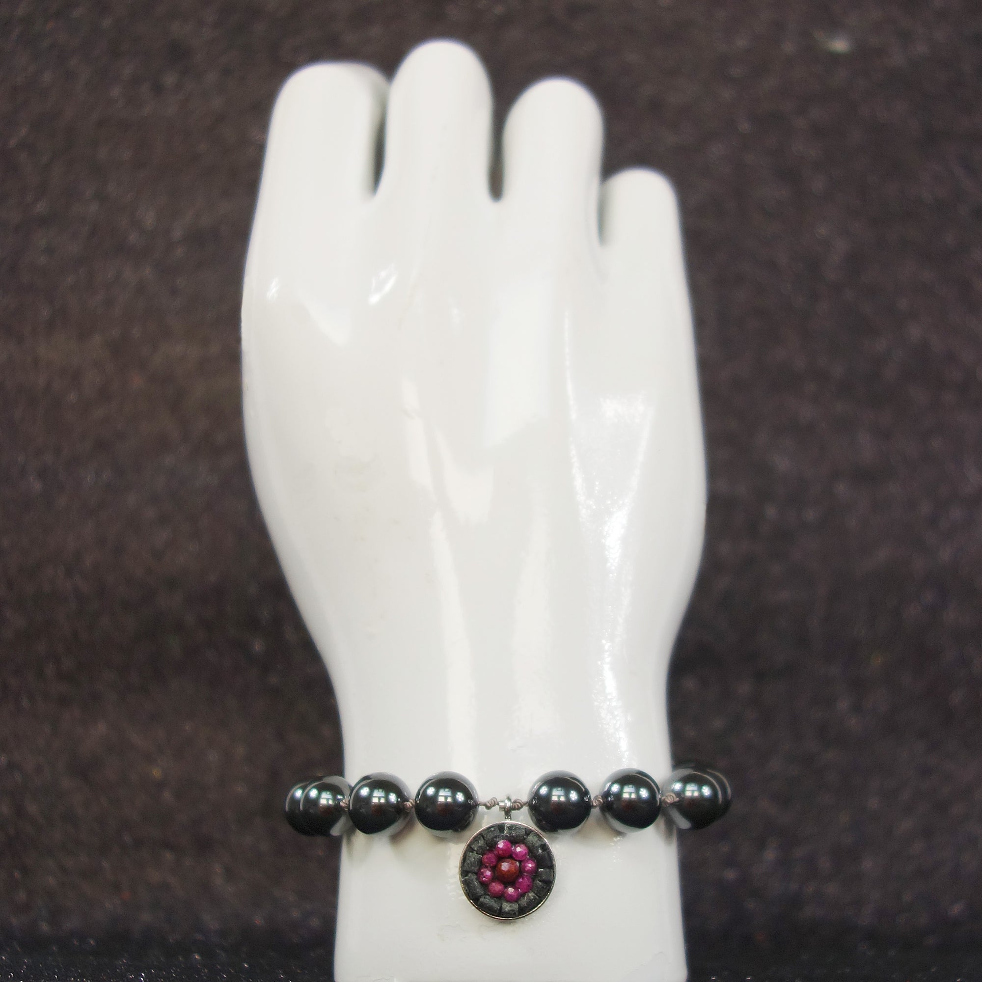 The Duchess ruby and hematite mosaic bracelet