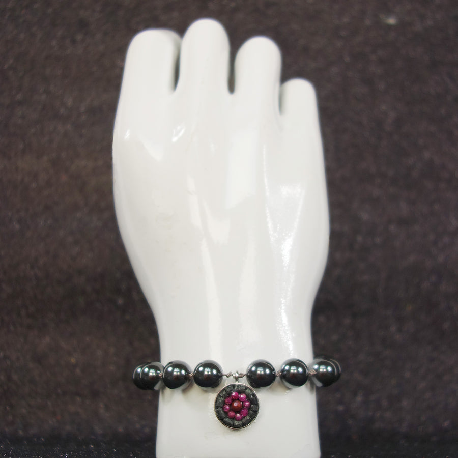 The Duchess ruby and hematite mosaic bracelet