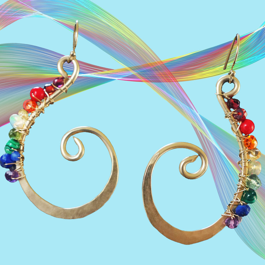 You Gotta Put Up with the Rain hand hammered gold earrings