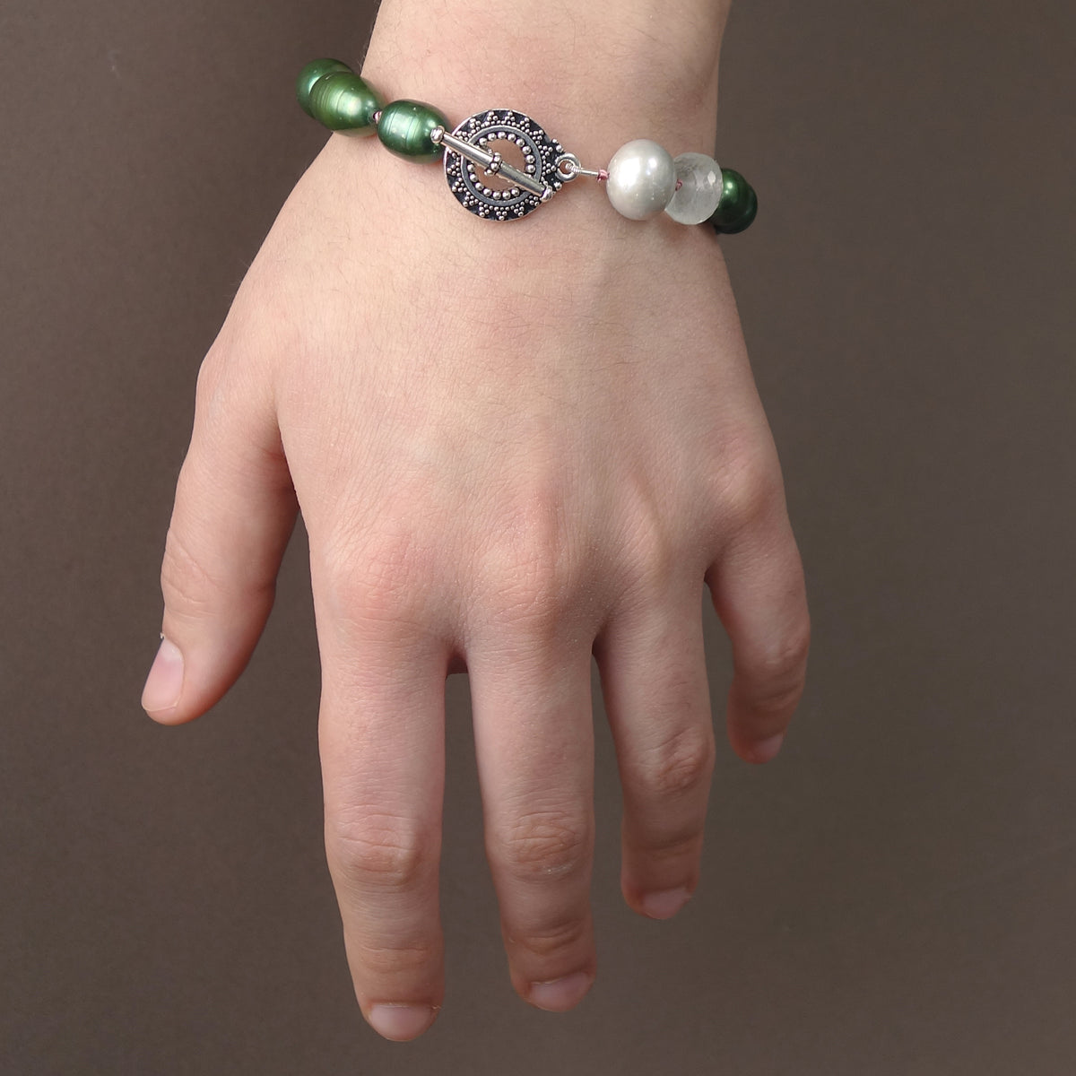 Emerald South Sea Pearl with Aquamarine bracelet