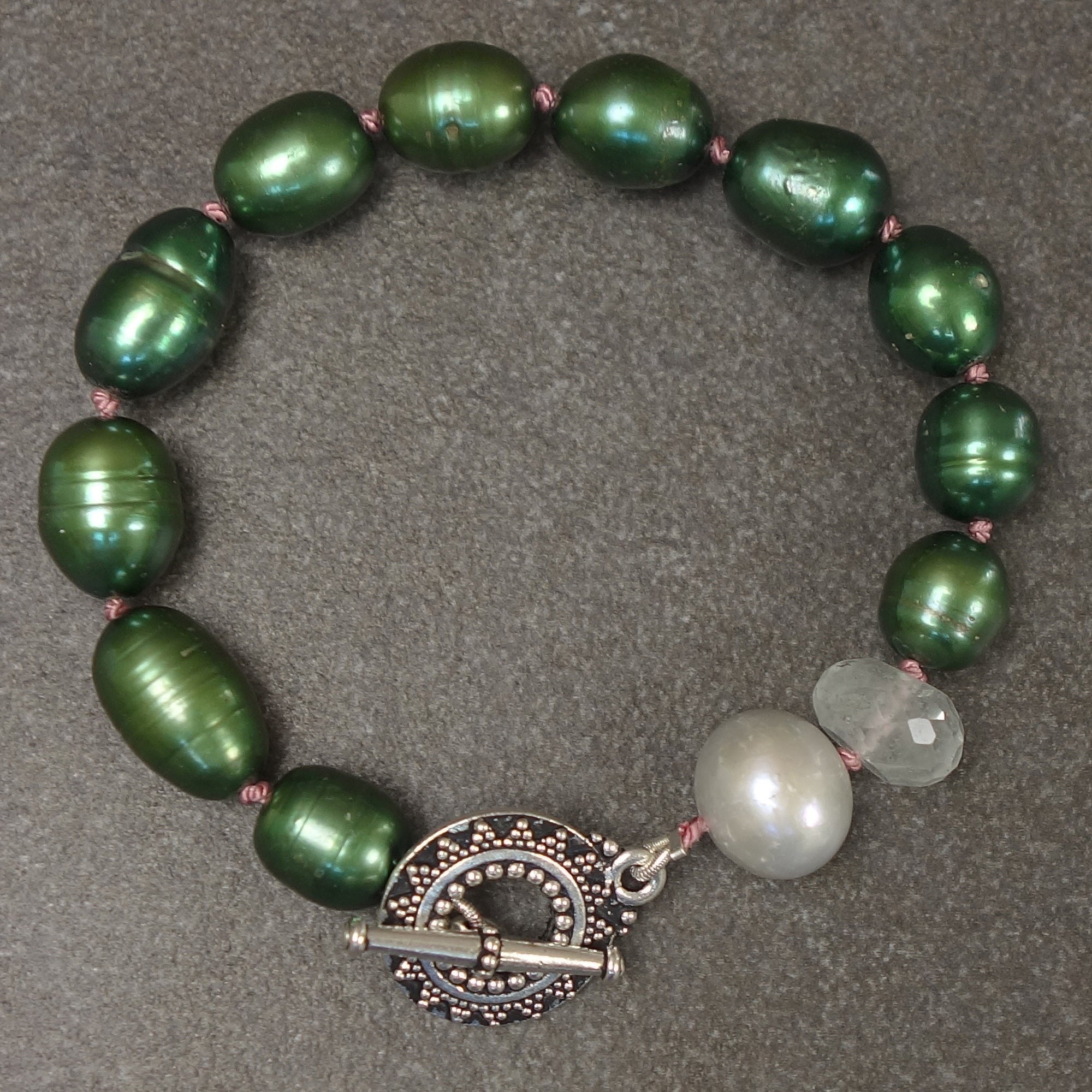 Emerald South Sea Pearl with Aquamarine bracelet