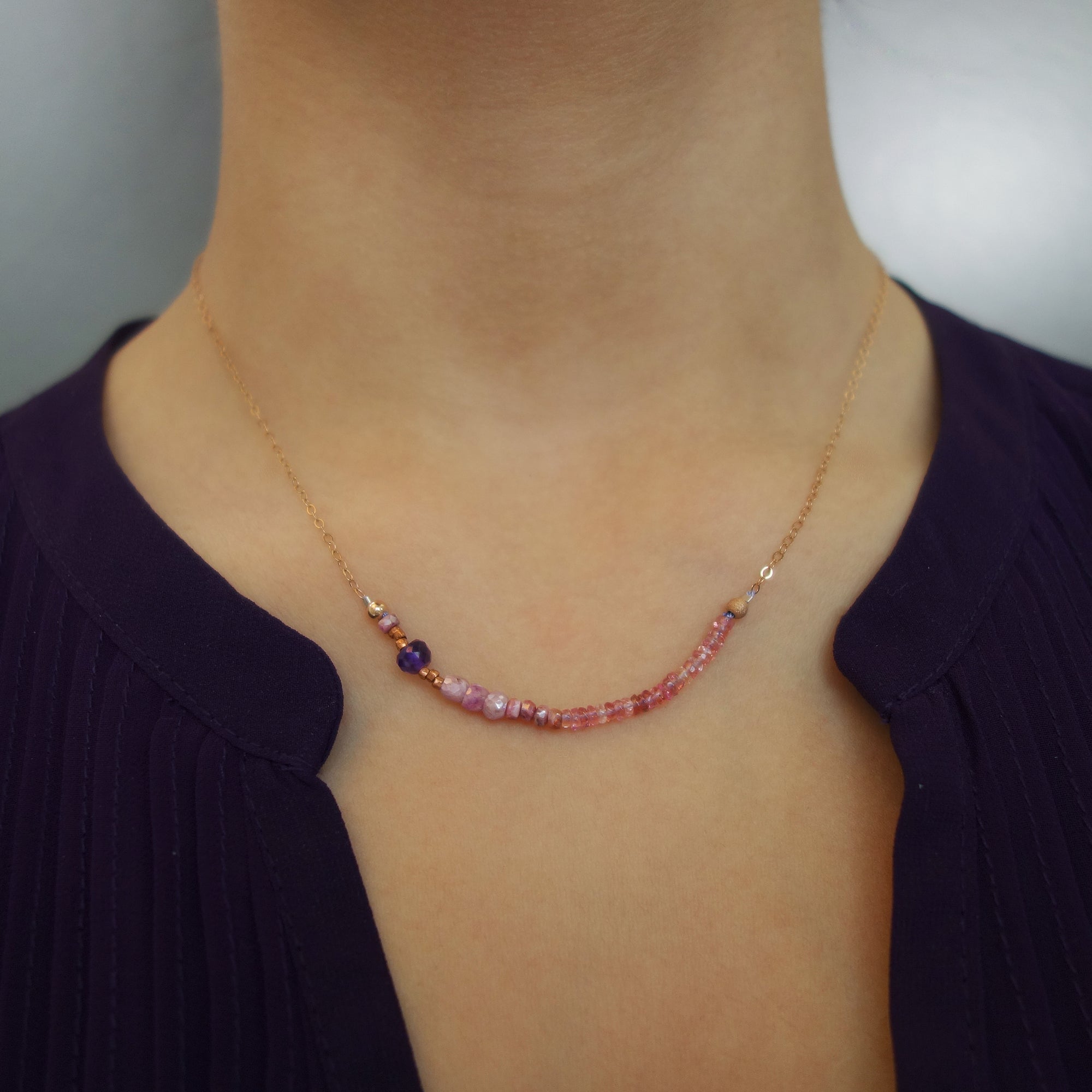 Then You Will Be my One True Love amethyst/pink sapphire necklace