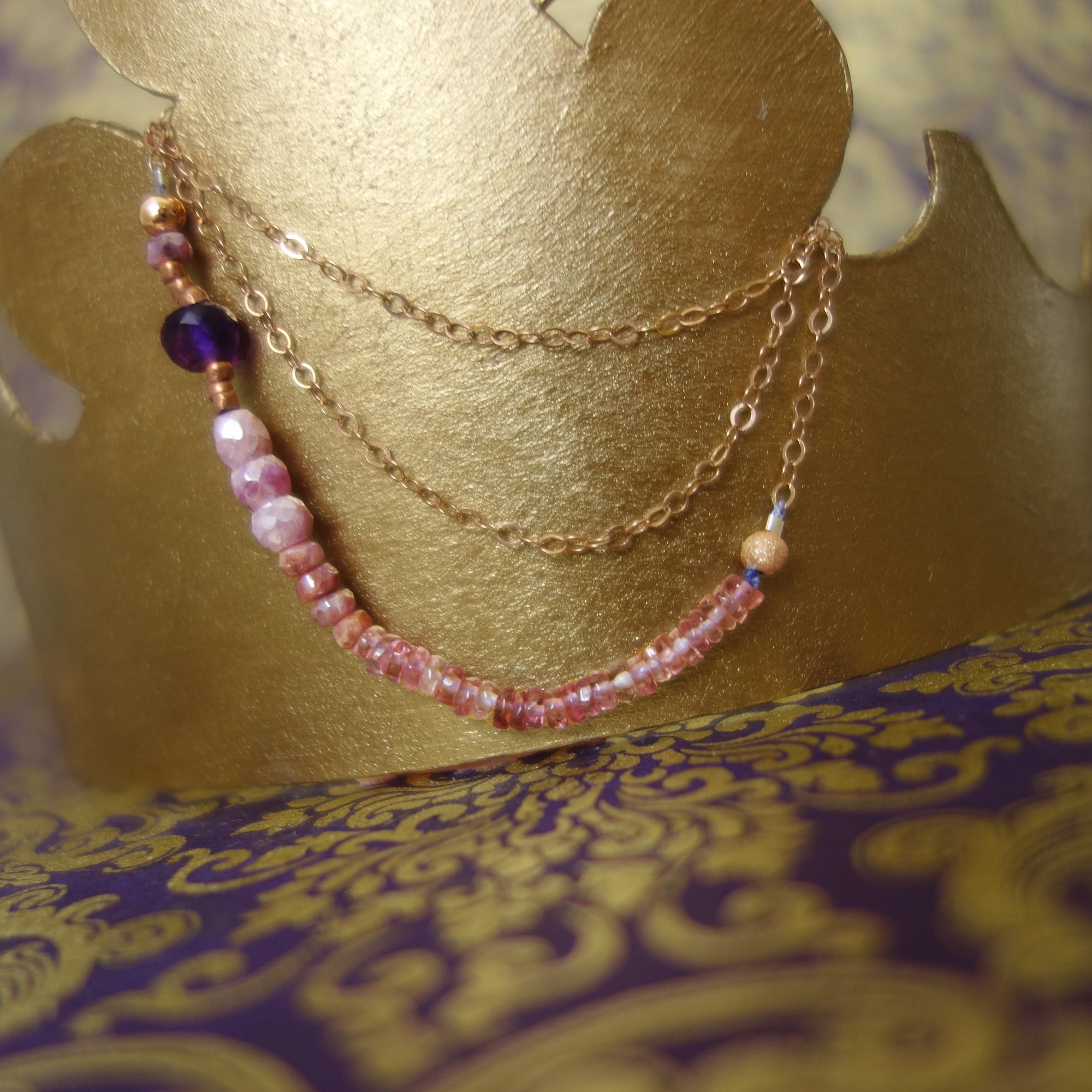 Then You Will Be my One True Love amethyst/pink sapphire necklace