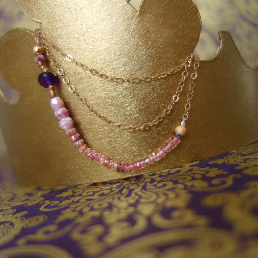 Then You Will Be my One True Love amethyst/pink sapphire necklace