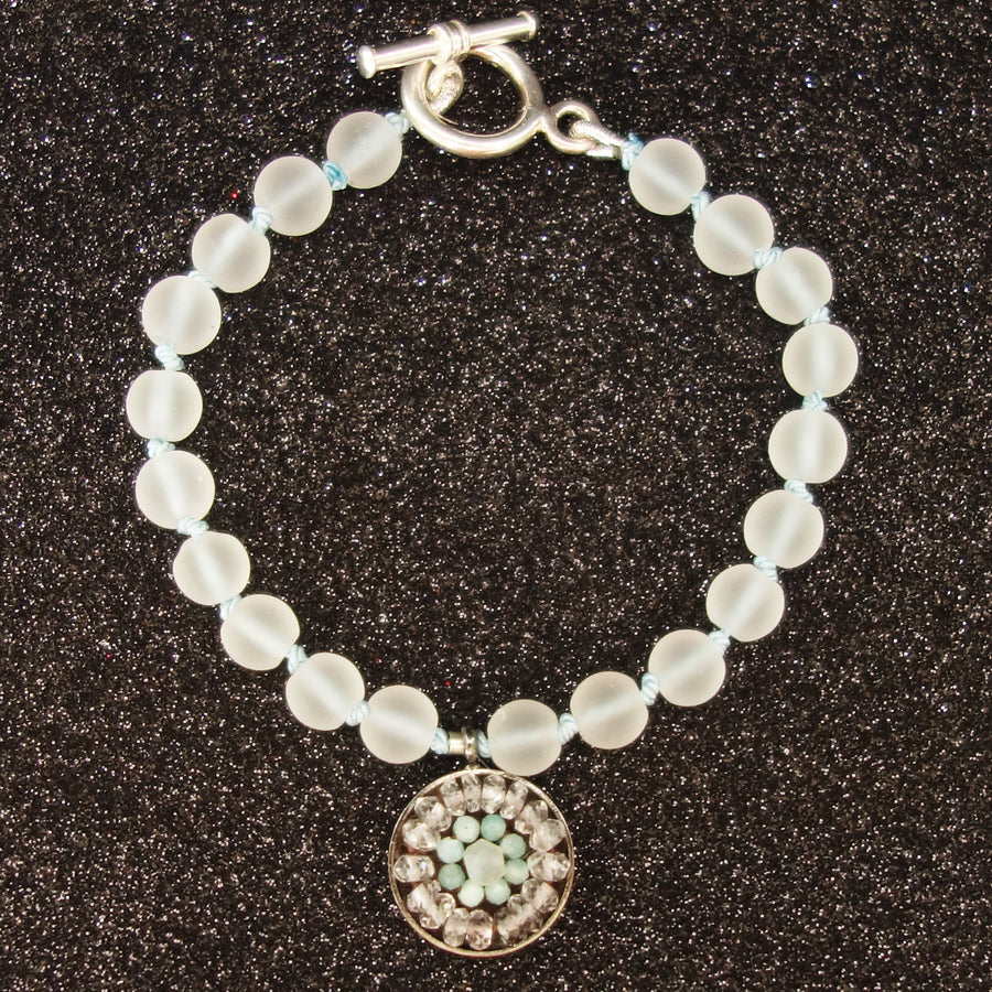 Let Me Be Clear quartz and aquamarine mosaic bracelet
