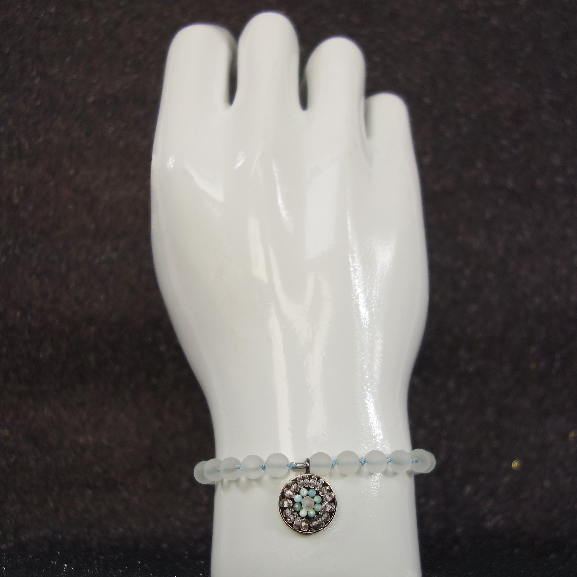 Let Me Be Clear quartz and aquamarine mosaic bracelet