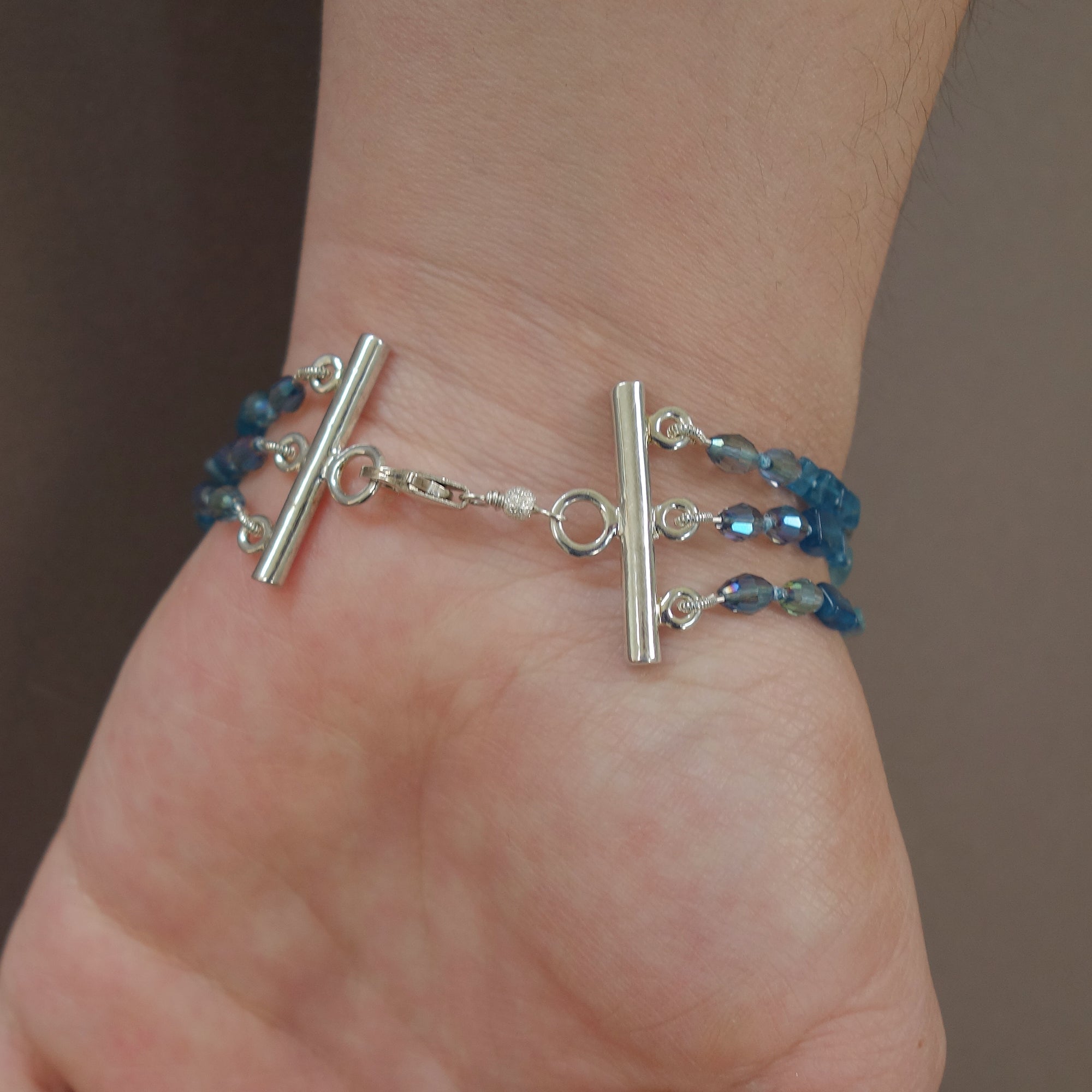 Aphrodite's Sea (pearl, aquamarine, and apatite) multi strand bracelet