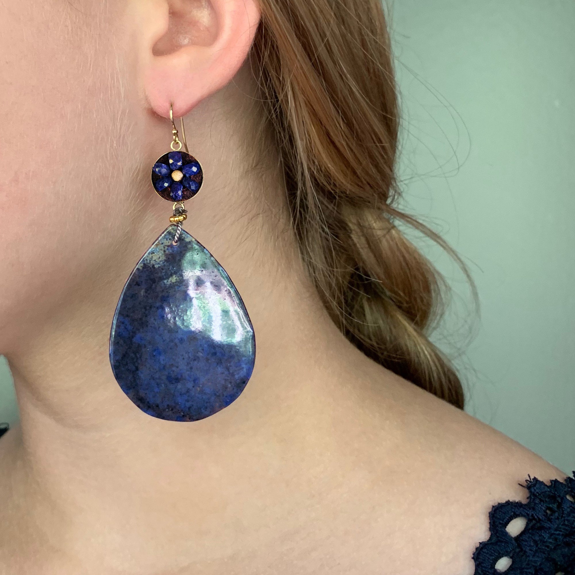 Bluer than Midnight sapphire mosaic ear