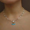 Love Goddess Adorned: turquoise, pearl, and apatite necklace