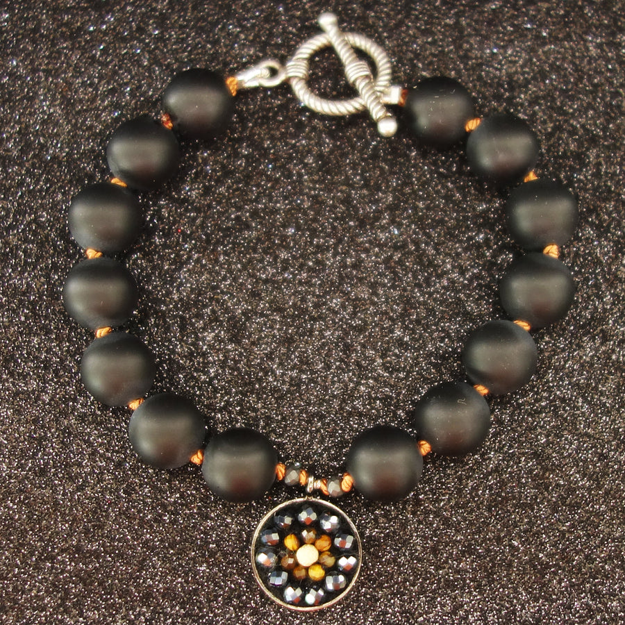 Black is the New Black onyx and tiger eye mosaic bracelet
