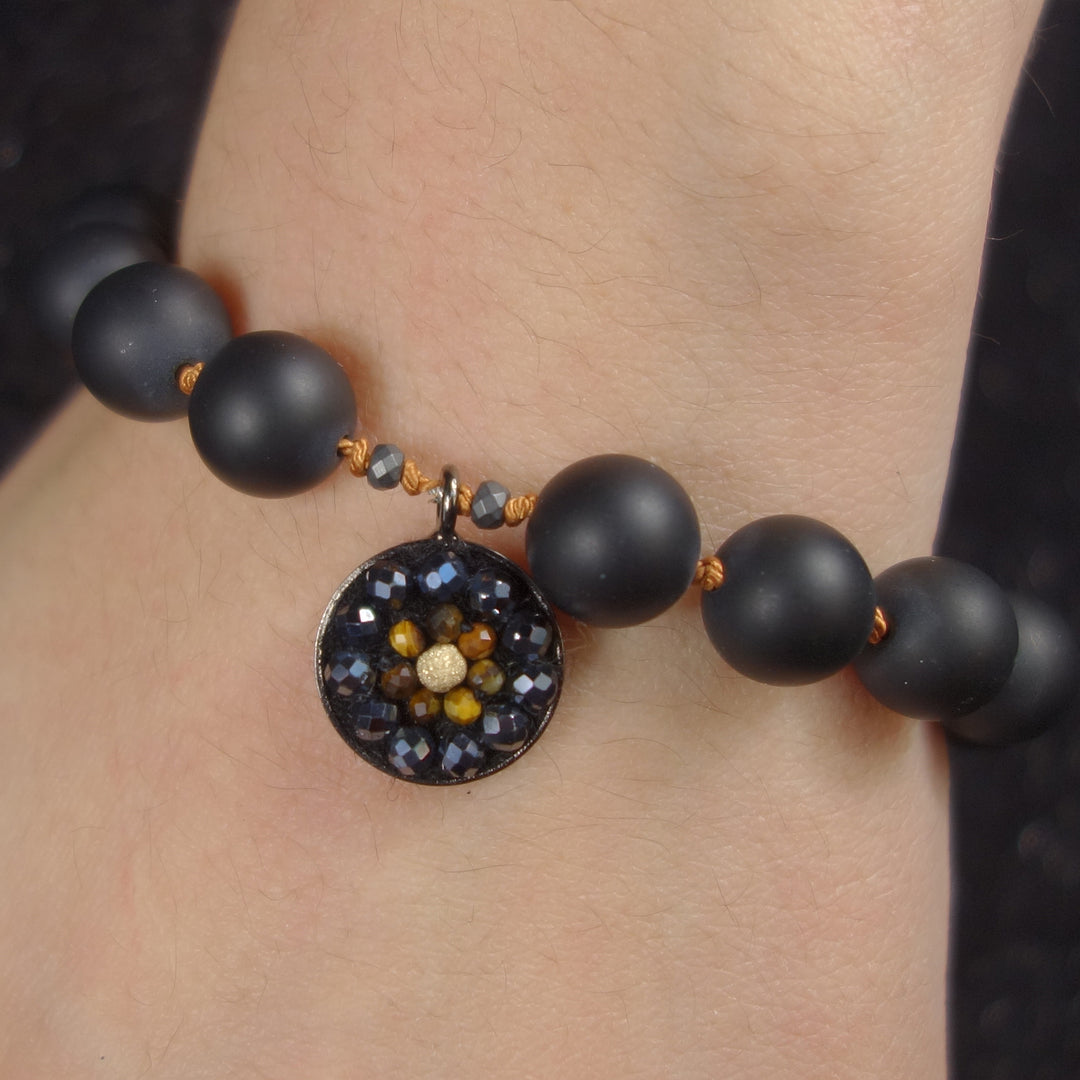 Black is the New Black onyx and tiger eye mosaic bracelet