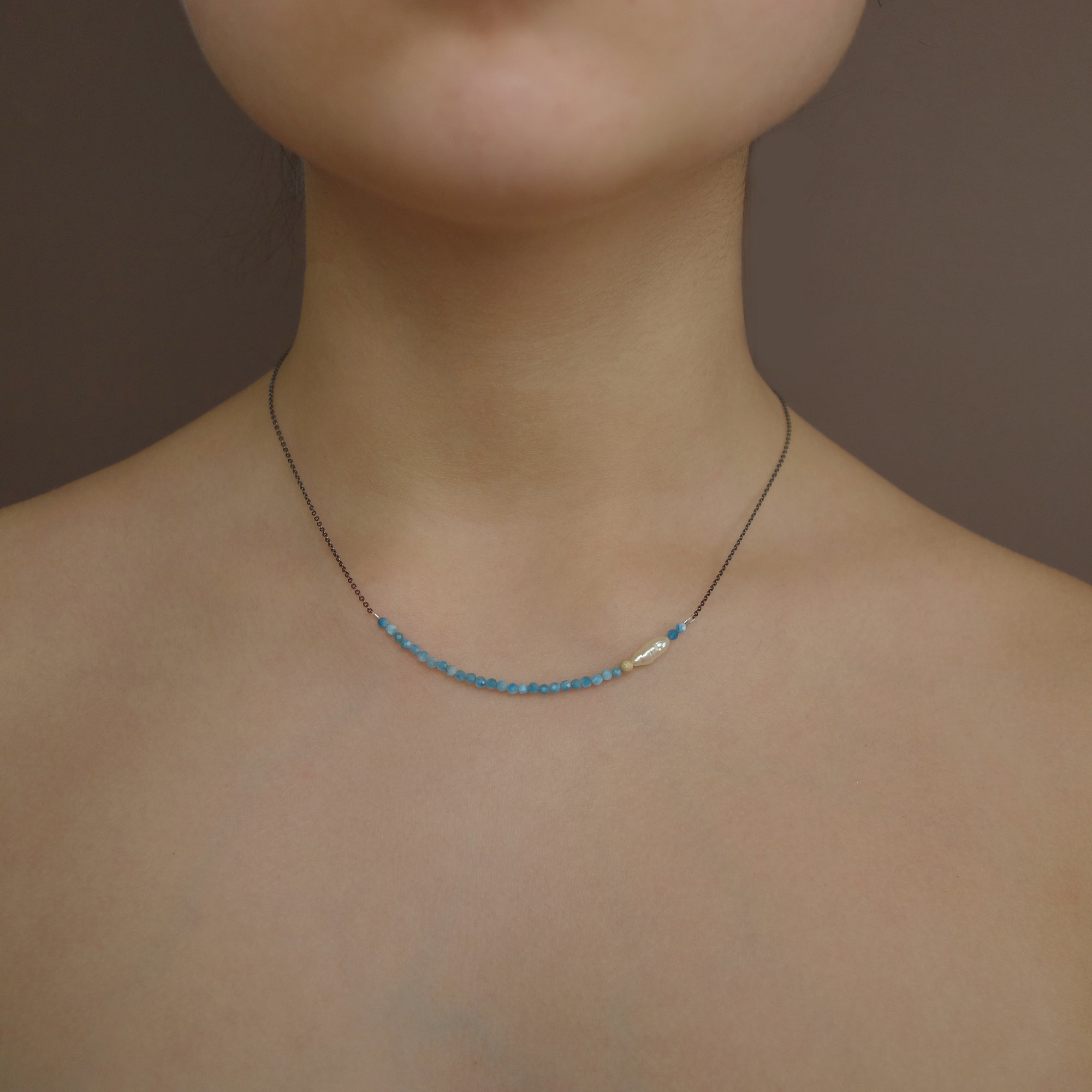 Faceted Apatite BAR necklace
