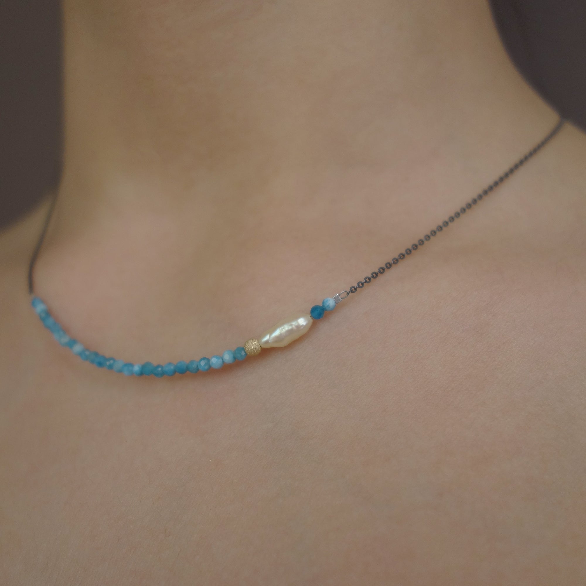 Faceted Apatite BAR necklace
