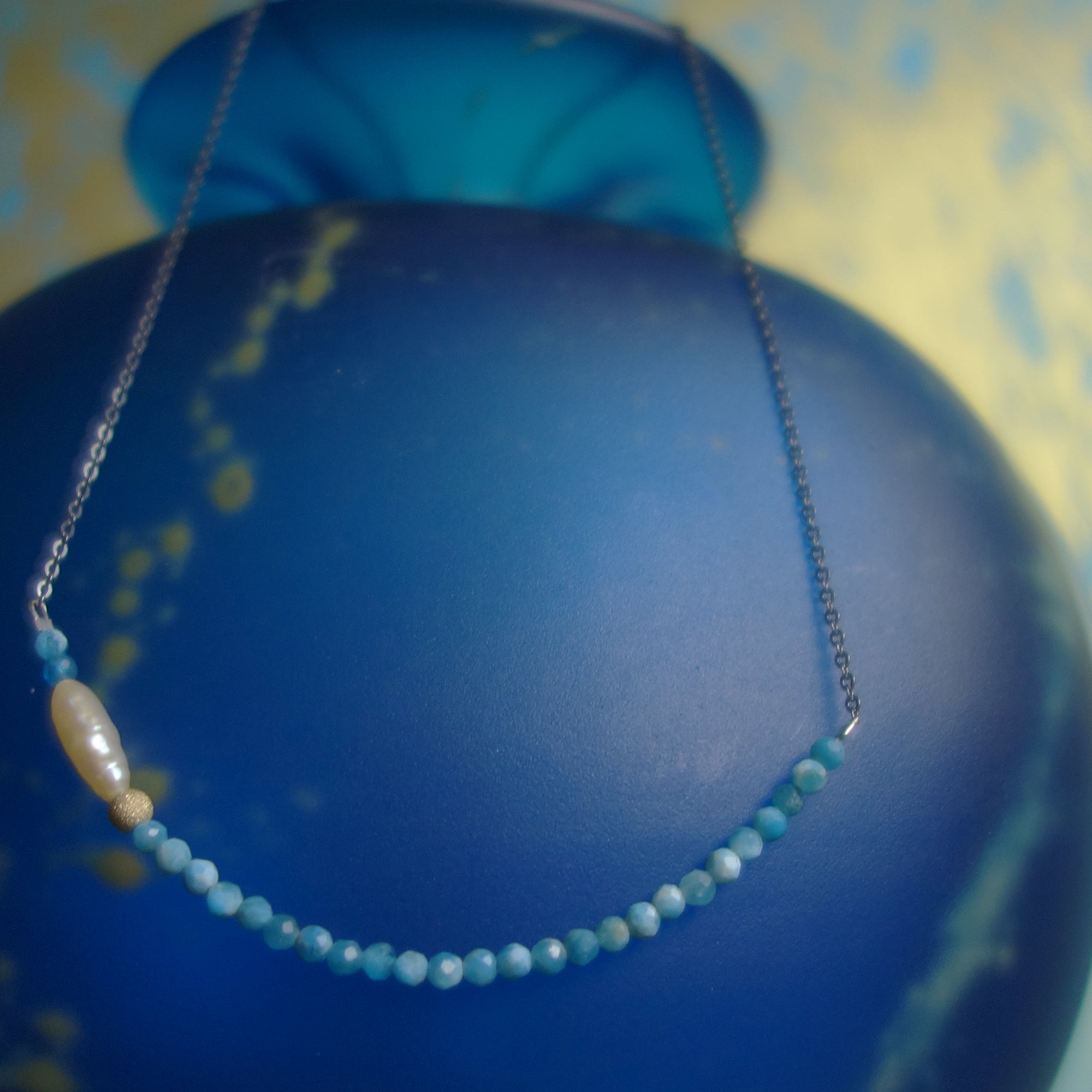 Faceted Apatite BAR necklace