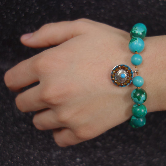 Southwestern Sunset: chrysocolla and turquoise mosaic bracelet