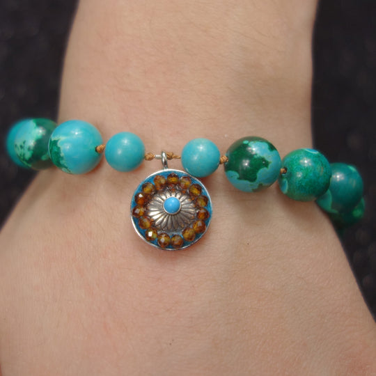 Southwestern Sunset: chrysocolla and turquoise mosaic bracelet