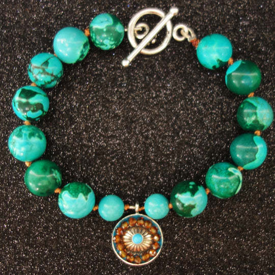 Southwestern Sunset: chrysocolla and turquoise mosaic bracelet