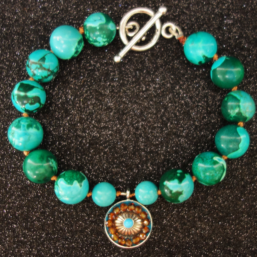 Southwestern Sunset: chrysocolla and turquoise mosaic bracelet