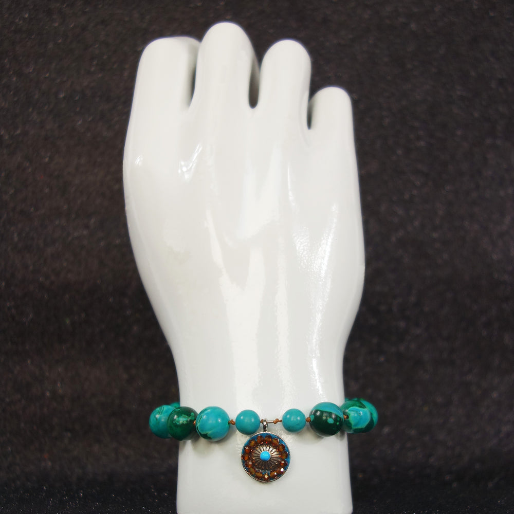 Southwestern Sunset: chrysocolla and turquoise mosaic bracelet