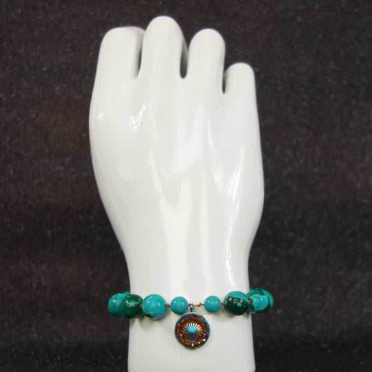 Southwestern Sunset: chrysocolla and turquoise mosaic bracelet