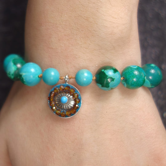 Southwestern Sunset: chrysocolla and turquoise mosaic bracelet