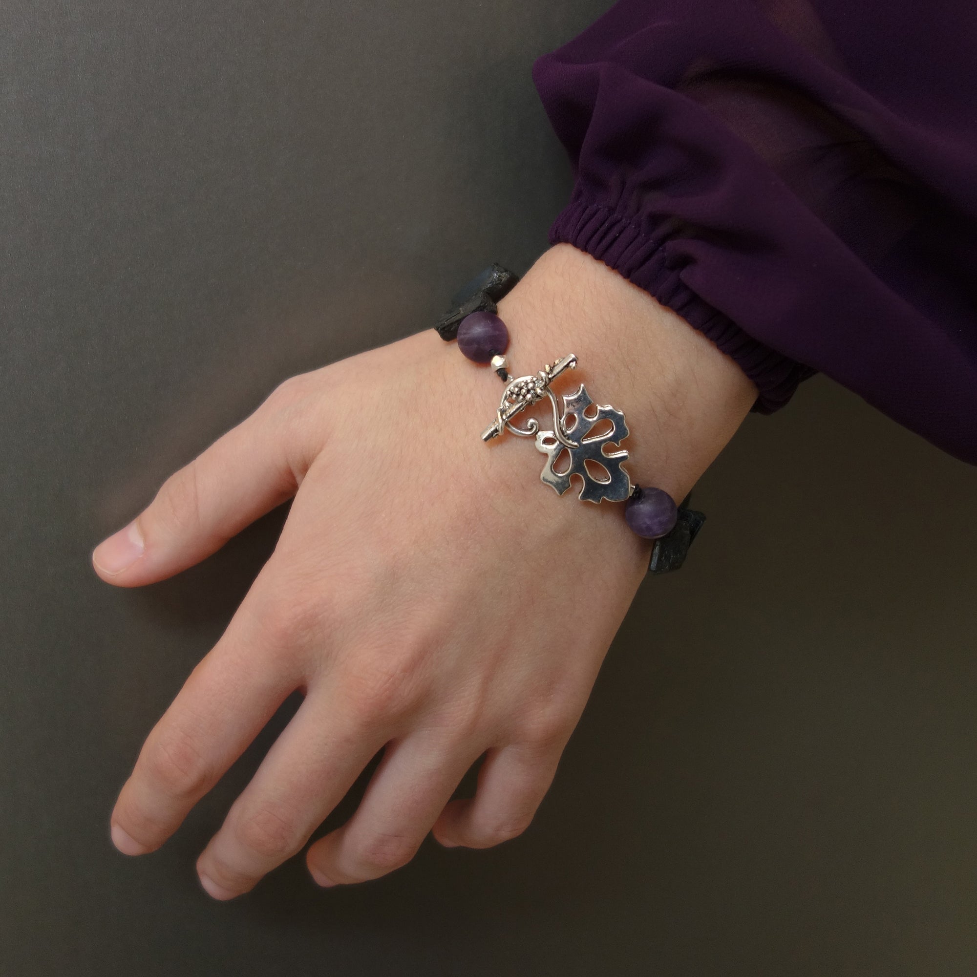 Amethyst and Black Tourmaline bracelet