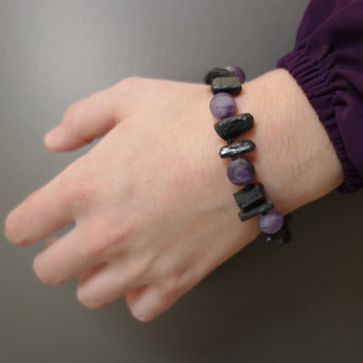 Amethyst and Black Tourmaline bracelet