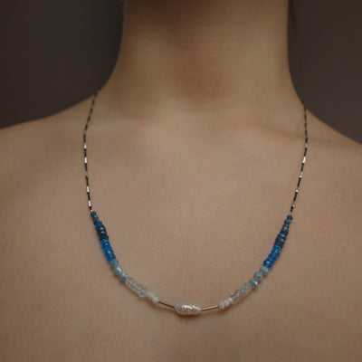 Sea of Love: pearl, gold, white sapphire, apatite necklace