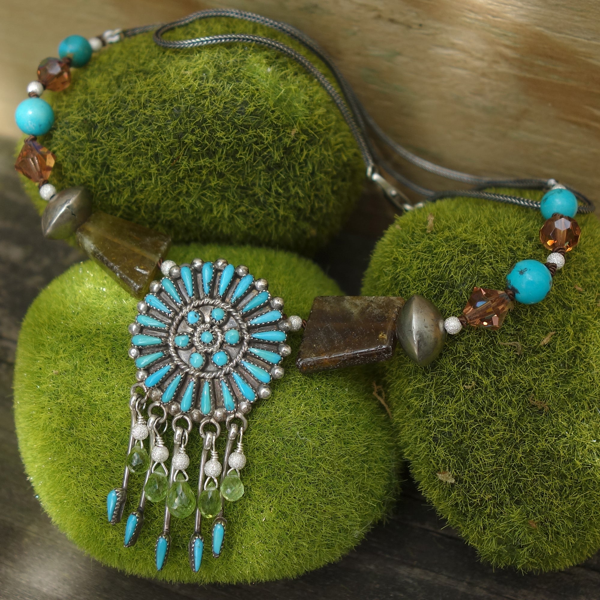 Zuni turquoise with peridot