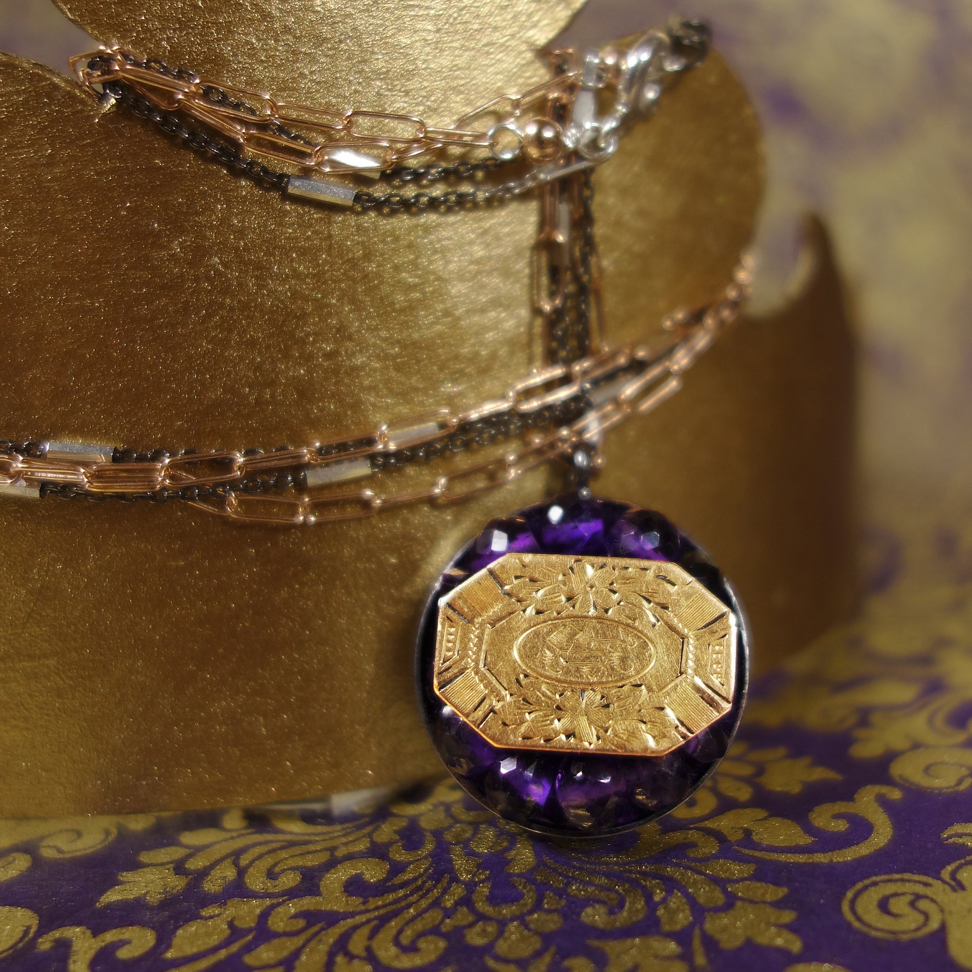Stop in the Name of Love vintage gold and amethyst necklace