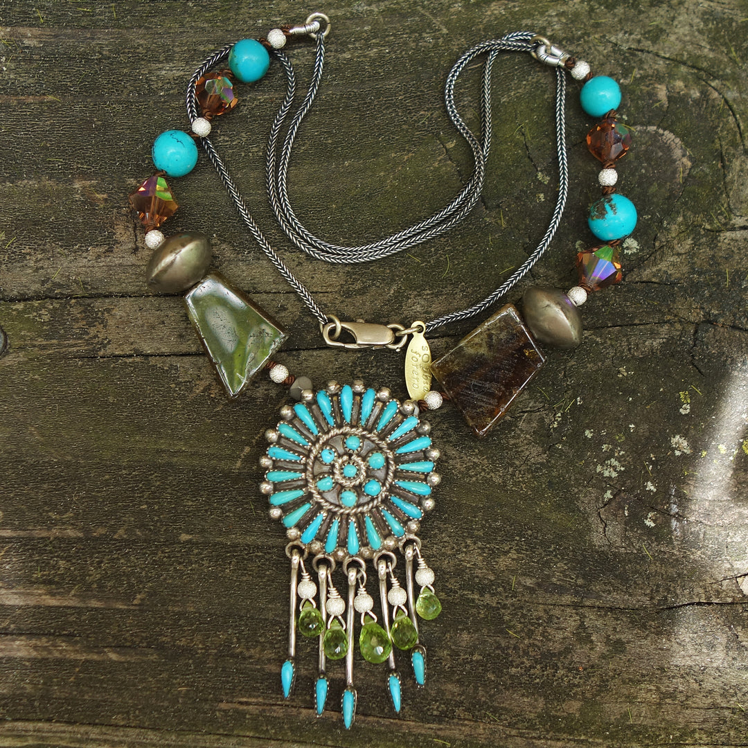 Zuni turquoise with peridot