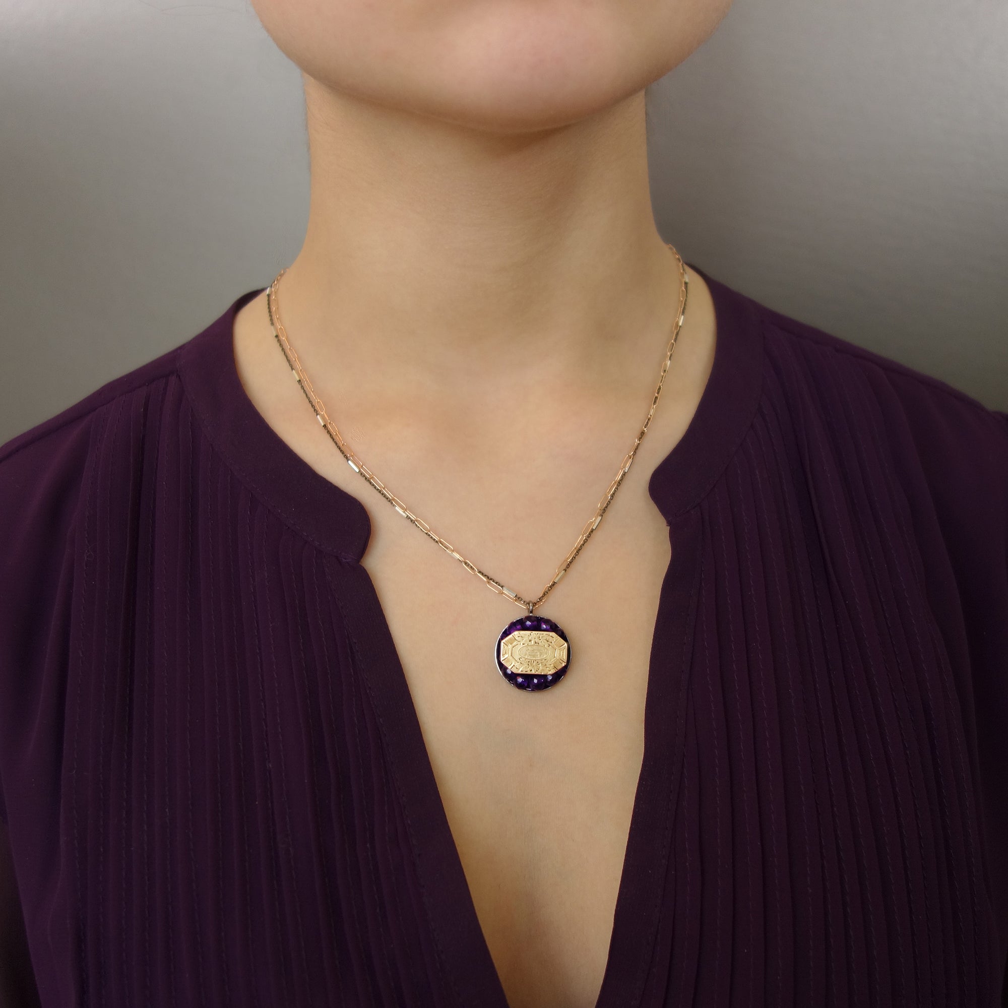 Stop in the Name of Love vintage gold and amethyst necklace