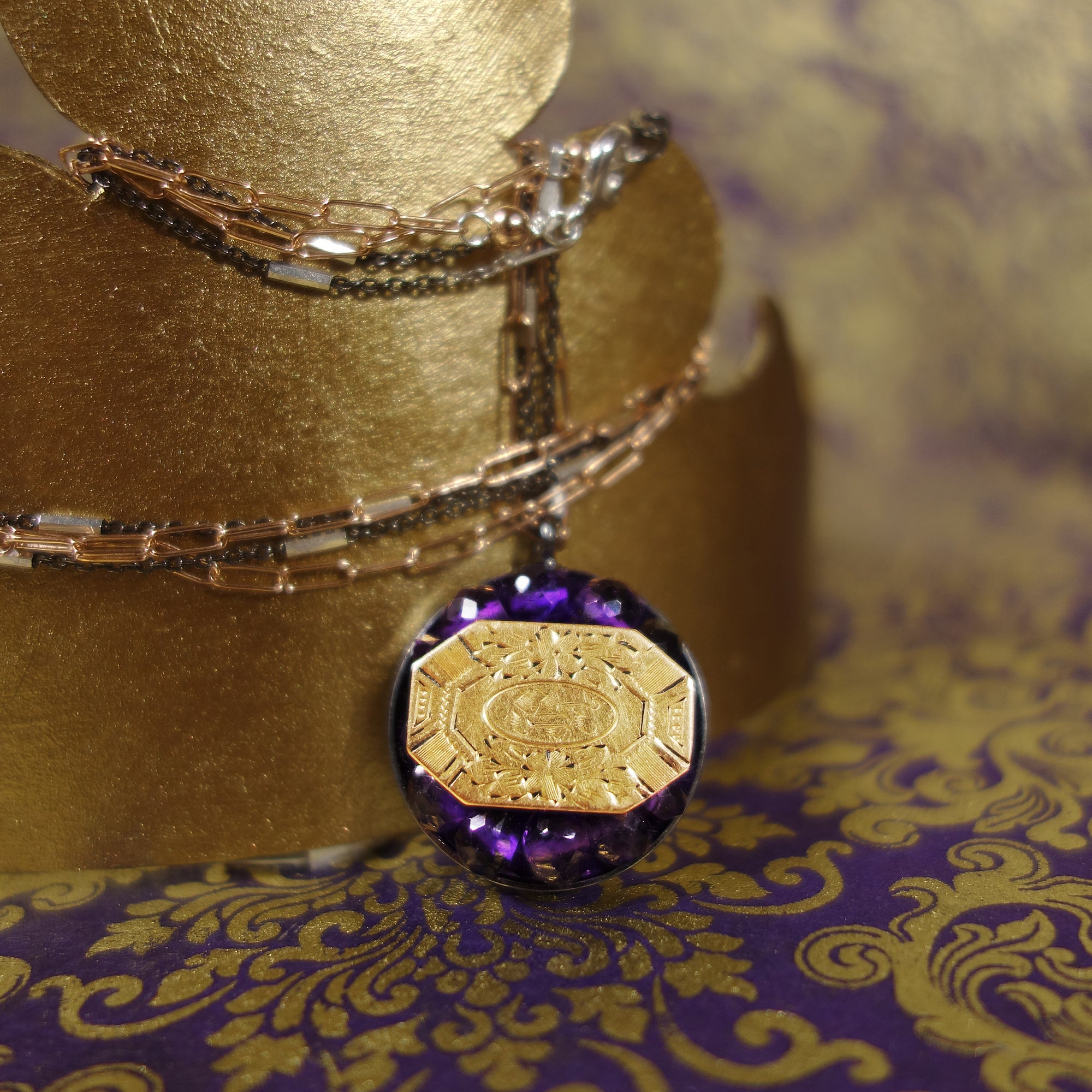 Stop in the Name of Love vintage gold and amethyst necklace