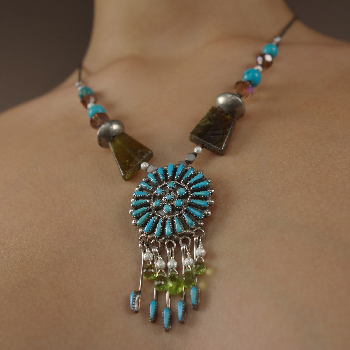 Zuni turquoise with peridot