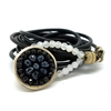 Iconic Black Sapphire and Black Onyx Wrap Bracelet, 17mm Mosaic