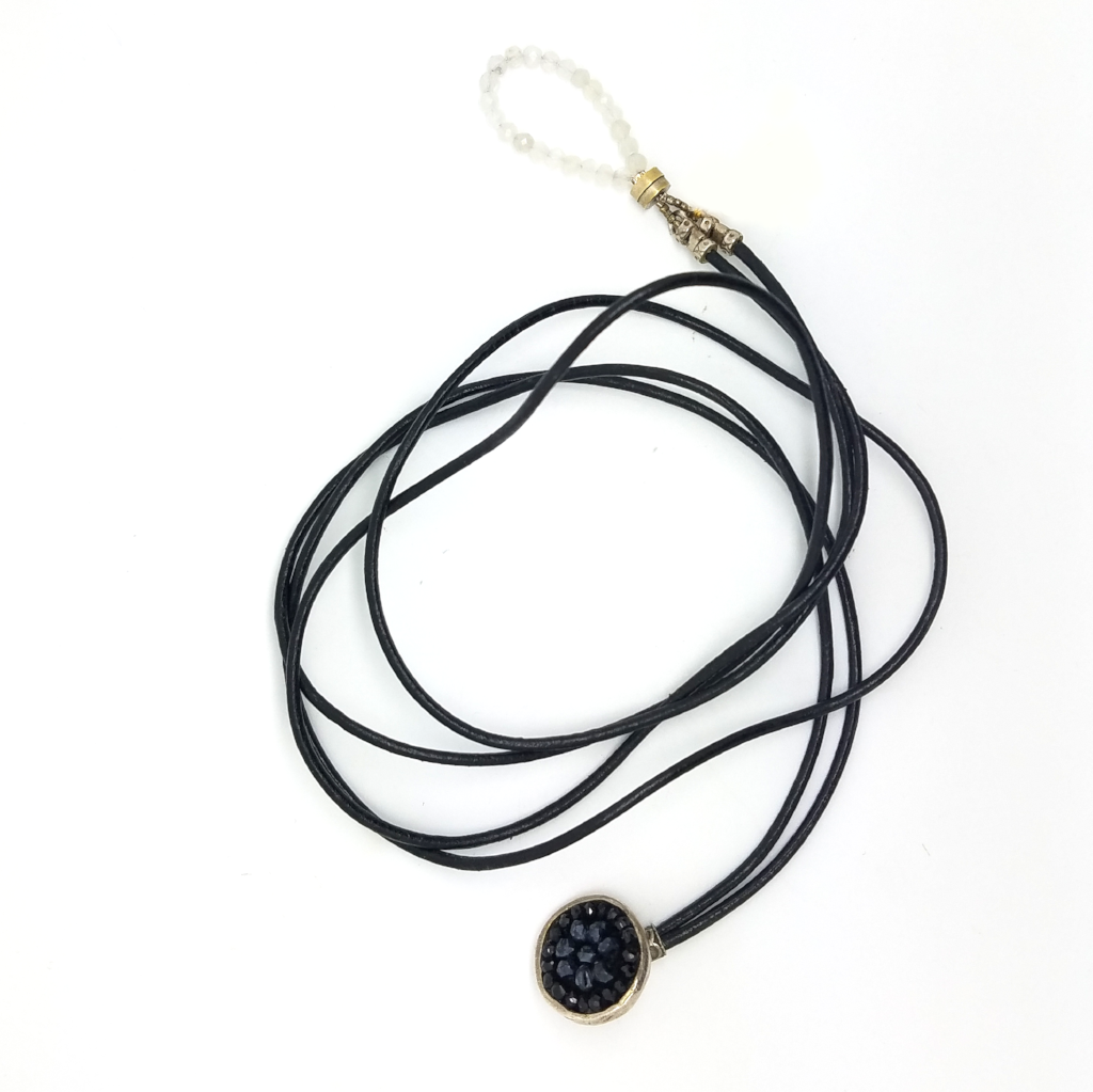 Iconic Black Sapphire and Black Onyx Wrap Bracelet, 17mm Mosaic