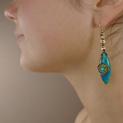 Give Peace a Chance earring: chrysocolla, peridot, turquoise and gold