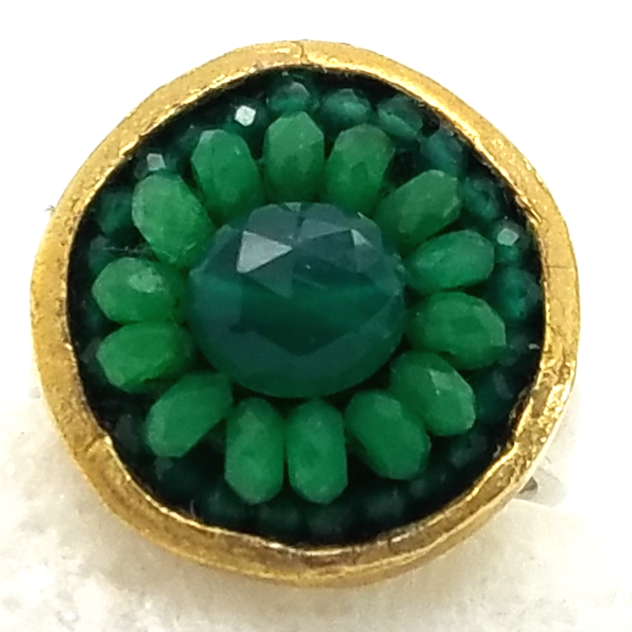 Iconic Green Onyx and Emerald Mosaic Ring, 17mm