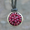 Iconic Faceted Ruby Mosaic, 17mm, Bracelet and Necklace Wrap on Silk, 42"