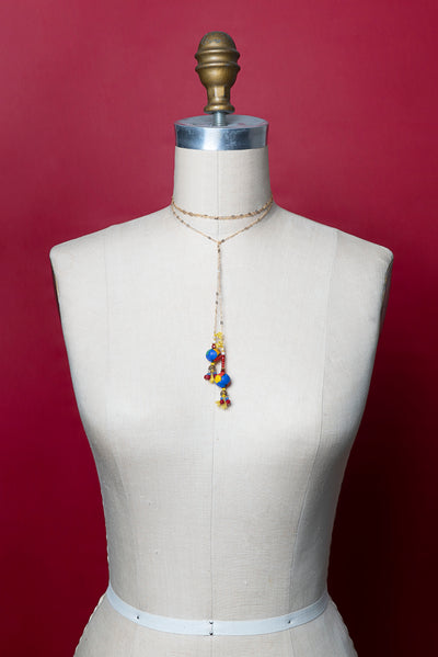 Wanderlust Murano glass and gold chain open necklace (Murano)